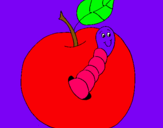 Dibujo Manzana con gusano pintado por ofeliatigrer