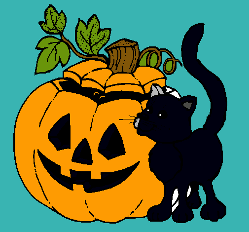 Calabaza y gato