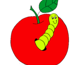 Dibujo Manzana con gusano pintado por DIANA17