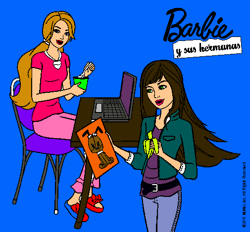 Barbie y su hermana merendando