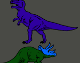 Dibujo Triceratops y tiranosaurios rex pintado por TEODARDO