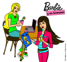Dibujo Barbie y su hermana merendando pintado por Melliza