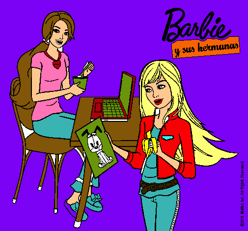 Barbie y su hermana merendando