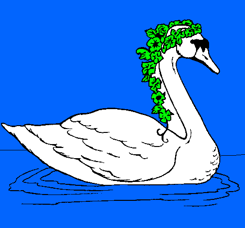 Cisne con flores