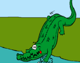 Dibujo Aligátor entrando al agua pintado por renecillo