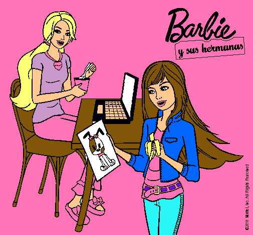 Barbie y su hermana merendando