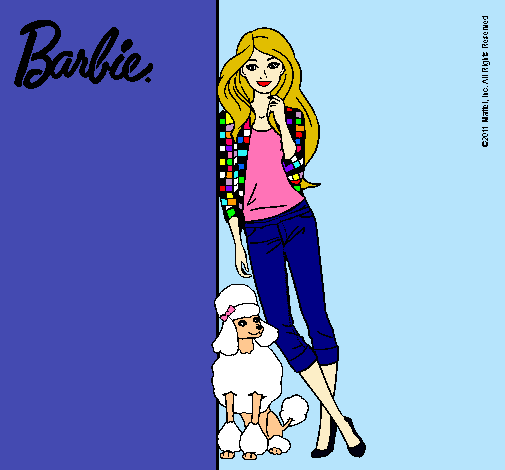 Barbie con cazadora de cuadros