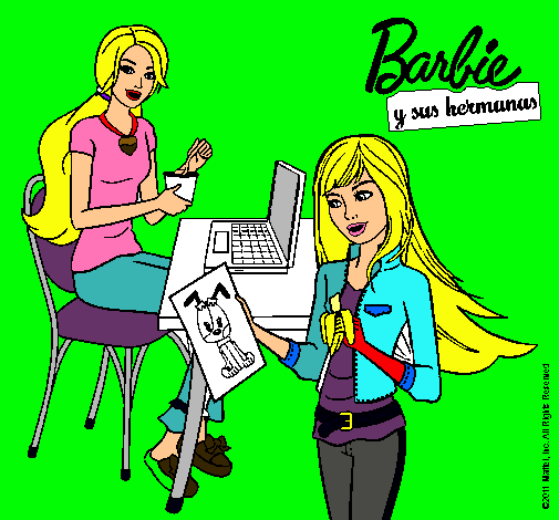 Barbie y su hermana merendando