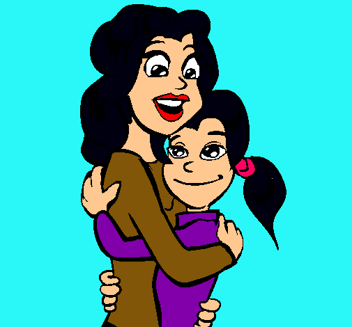 Dibujo Madre e hija abrazadas pintado por arelymanza