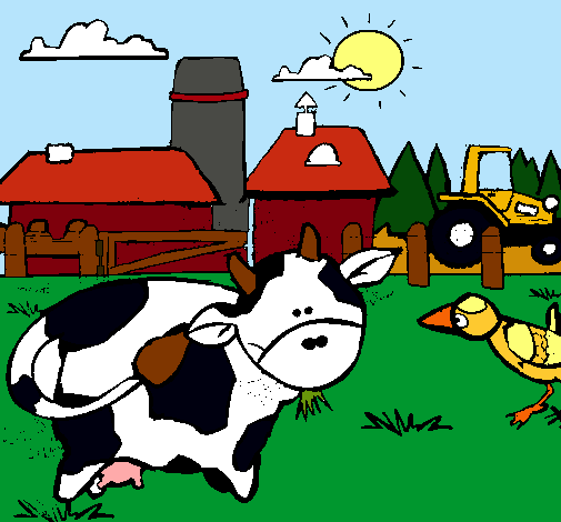 Vaca en la granja