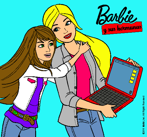 Dibujo El nuevo portátil de Barbie pintado por 37124