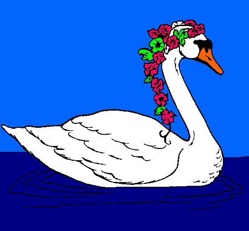 Cisne con flores