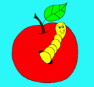Dibujo Manzana con gusano pintado por chuntara