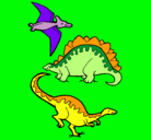 Dibujo Tres clases de dinosaurios pintado por scobydoo