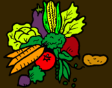 Dibujo verduras pintado por chiklek