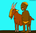 Dibujo Cabra y niño africano pintado por plplplplplpl