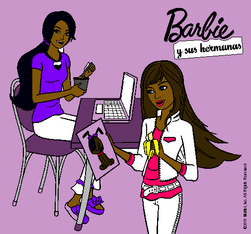 Barbie y su hermana merendando