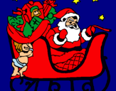 Dibujo Papa Noel en su trineo pintado por amalia