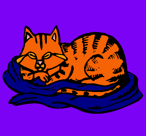 Dibujo Gato en su cama pintado por daniela9