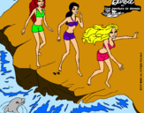 Dibujo Barbie y sus amigas en la playa pintado por vacaciones