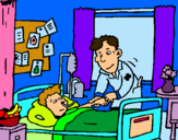 Dibujo Niño hospitalizado pintado por sarramera