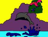 Dibujo Delfín y gaviota pintado por unax