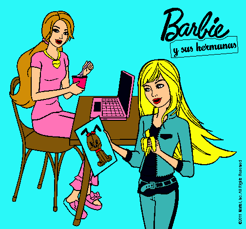 Barbie y su hermana merendando