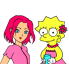 Dibujo Sakura y Lisa pintado por keylala