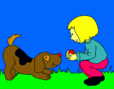 Dibujo Niña y perro jugando pintado por MARTA00