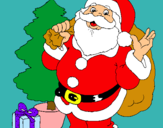 Dibujo Santa Claus y un árbol de navidad pintado por Pipluff