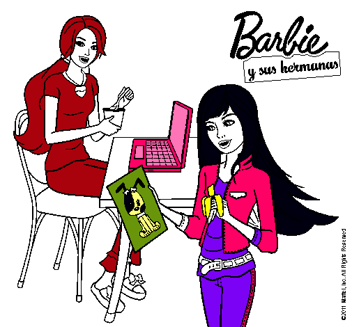 Barbie y su hermana merendando