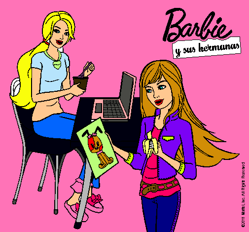 Barbie y su hermana merendando