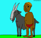Dibujo Cabra y niño africano pintado por dany_miley