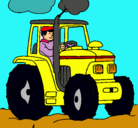 Dibujo Tractor en funcionamiento pintado por lois