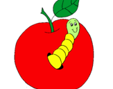 Dibujo Manzana con gusano pintado por DIANA20
