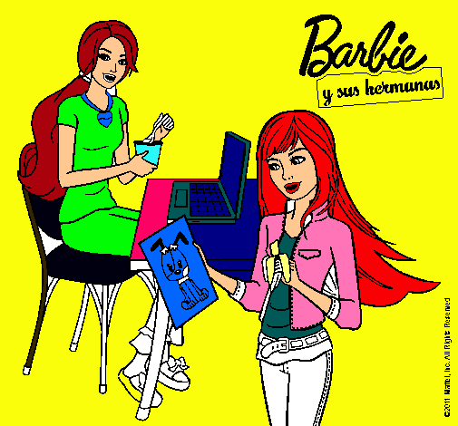 Barbie y su hermana merendando