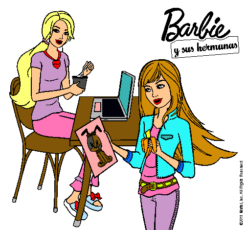 Barbie y su hermana merendando