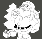 Dibujo Santa Claus y un árbol de navidad pintado por miyo