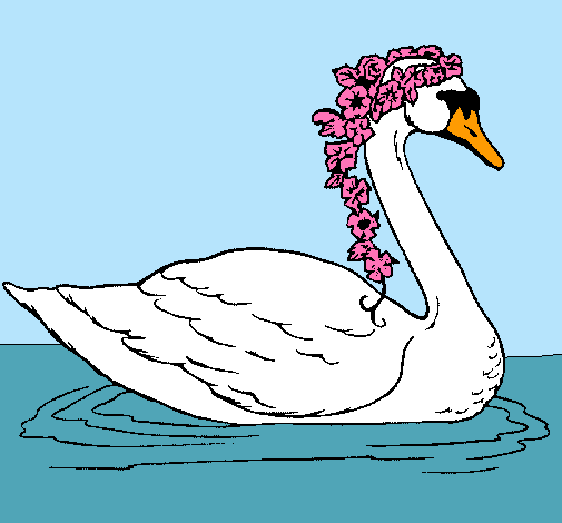 Cisne con flores