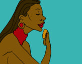 Dibujo Mujer protegiendose la piel pintado por taimiry