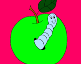 Dibujo Manzana con gusano pintado por 122222222222