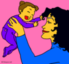 Dibujo Madre con su bebe pintado por cuidar