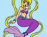Dibujo Sirena con perlas pintado por Danuu