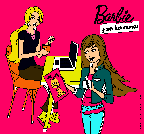 Barbie y su hermana merendando