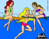 Dibujo Barbie y sus amigas pintado por surfeando