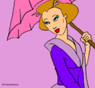 Dibujo Geisha con paraguas pintado por vj7gytuiuo8v