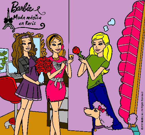 Dibujo Barbie de compras con sus amigas pintado por lara2002