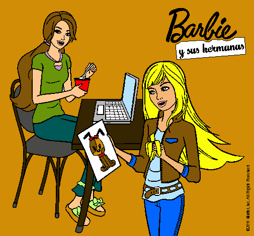 Barbie y su hermana merendando