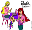 Dibujo Barbie y su hermana merendando pintado por xquiero 