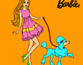 Dibujo Barbie paseando a su mascota pintado por jara